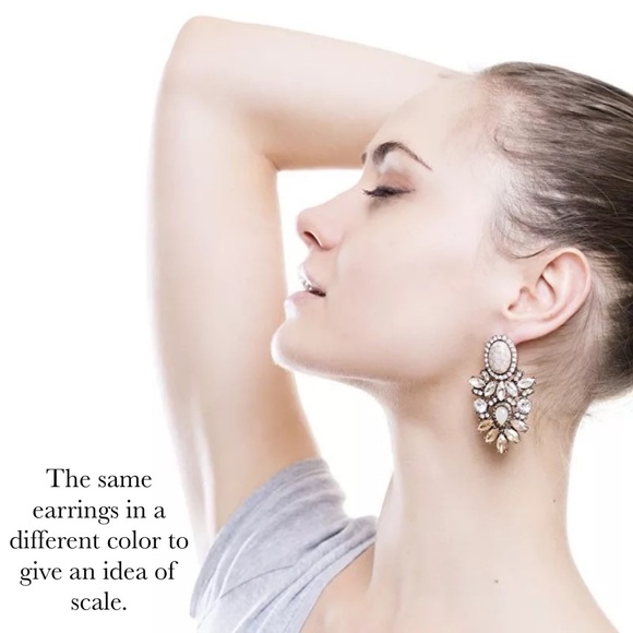 Vintage Turquoise and Crystal Statement Earrings - Picture 9 of 10